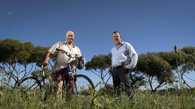 Marion Mayor Kris Hanna and Alan Burns, part of the Friends of Glenthorne Farm who want Glenthorne Farm saved from development, next to the 208ha site.