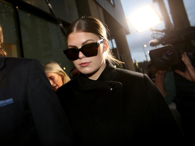 14/05/2019 Fraudster Belle Gibson leaves Federal Court in Melbourne after appearing for not paying a fine for claiming she cured herself of cancer and was giving app and book profits to sick people. Picture: David Geraghty / The Australian.