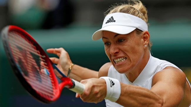 Angelique Kerber’s power troubled Barty in the second set. Picture: AFP