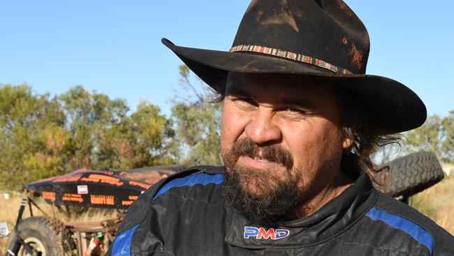 Driver Shannon Lander's race is over after rolling car 485 at the 30km mark on the first day of Finke Desert Race 2022. Picture: (A)manda Parkinson