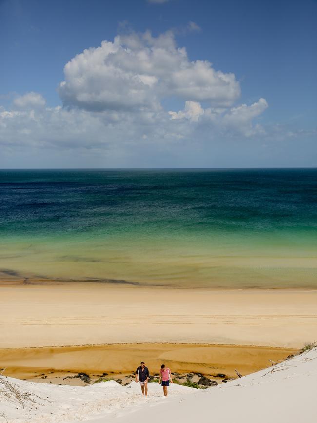 The view of the Great Sandy Strait from the sand dune south of Awinya Creek, Fraser Island.