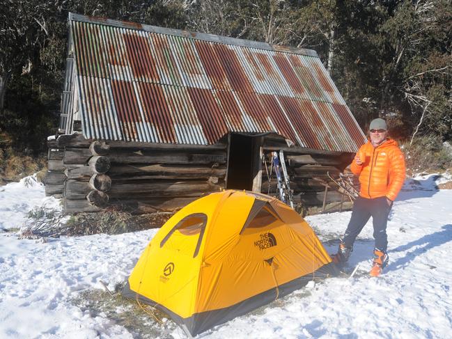 Kingston camping at Dibbins Hut, Bogong High Plains. Picture: Dave Evenden