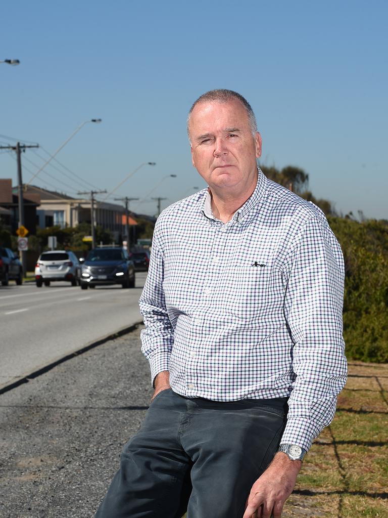 Beach Rd resident Mark Tyquin is furious Kingston Council will plant 150 trees along the road without consultation. Picture: Josie Hayden