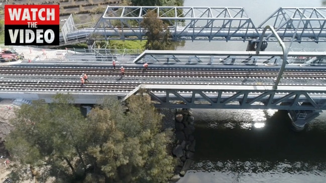 The completed ballasted track at Rydalmere for Parramatta light rail