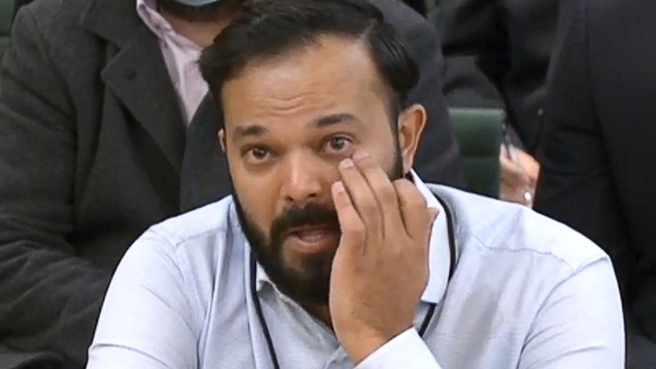 Former Yorkshire cricketer Azeem Rafiq fighting back tears while testifying in front of a Digital, Culture, Media and Sport Committee in London.