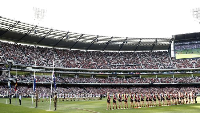 85,000 fans crammed the MCG on Anzac Day — will the do it again for the Bombers’ birthday? Picture: AFL Photos/Getty Images