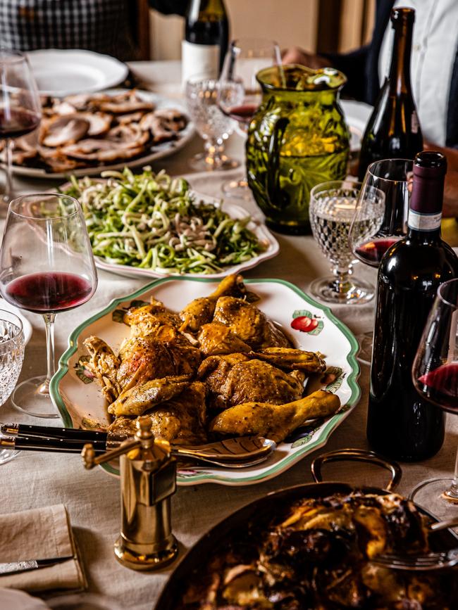 Roast chicken stars in a lunch spread. Picture: Nikki To.