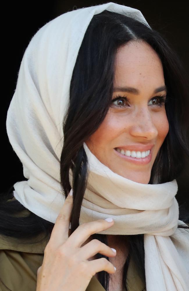 Meghan dons a headscarf in public for a visit to South Africa’s oldest mosque. Picture: Chris Jackson/Getty Images