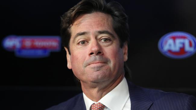 AFL boss Gillon McLachlan will depart his chair at season’s end. Picture: David Crosling