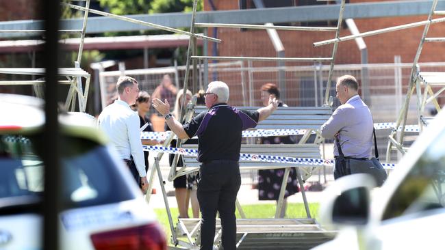 The scene of the accident at Campbelltown Performing Arts High School today. Picture: Jonathan Ng