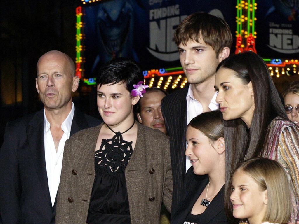 The stars remained close throughout Demi Moore’s former marriage to Ashton Kutcher. Picture: AP