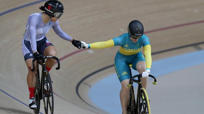 Anna Meares was shattered after losing her race in the women’s sprint. Pic Adam Head