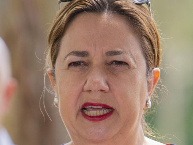 Queensland Premier Annastacia Palaszczuk addressing the  media at a press conference  with Chief health officer Dr John Gerrard at Seventeen Mile Rocks, Brisbane.  Picture: Jerad Williams