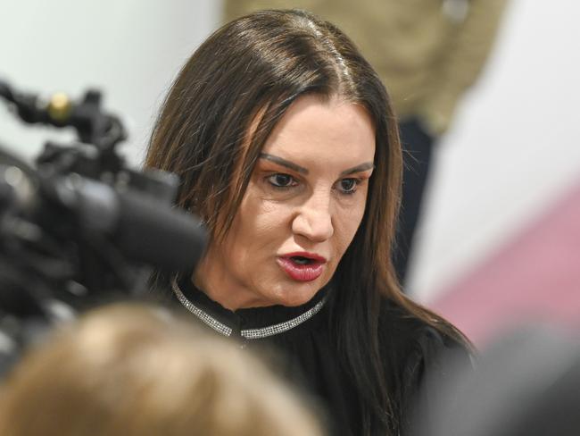 CANBERRA, Australia - NewsWire Photos - August 20, 2024: Senator Jacqui Lambie and Glenn Kolomeitz hold a door-stop at Parliament House in Canberra. Picture: NewsWire / Martin Ollman