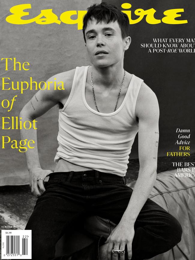 Elliot Page on the cover of Esquire magazine's Summer 2022 issue. Picture: Ruven Afanador/Esquire