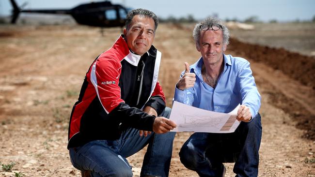 Sam Shahin and FIM Safety officer Franco Uncini at the SA motorsport park racetrack that is under construction. Picture: Mike Burton