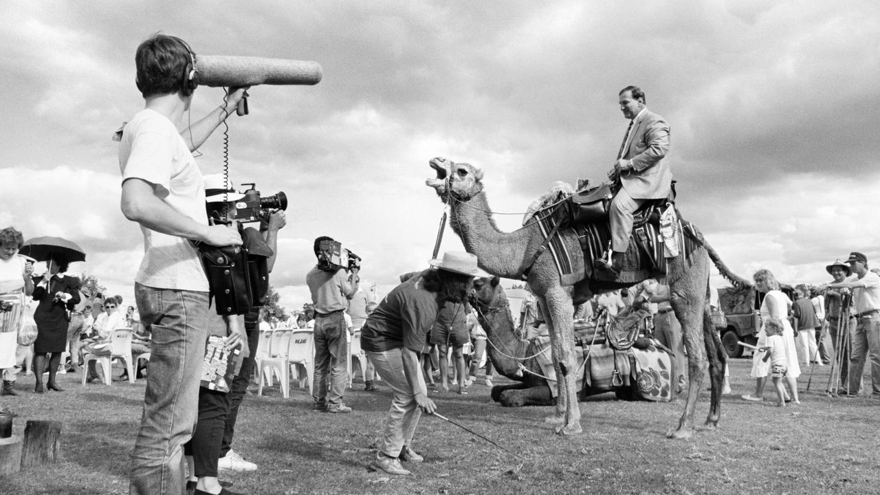 A collection of Graham Burstow's photography in Toowoomba during the 1970s and 1980s. Camel riding.