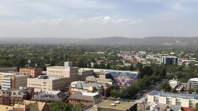 view from Australia's tallest free-standing crane that is currently being used to construct Realm Apartments in Adelaide