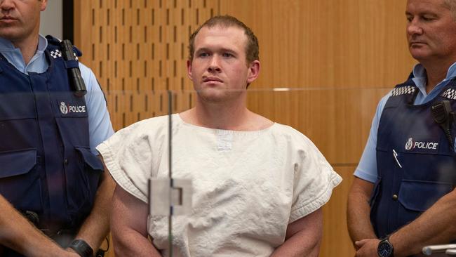 Brenton Tarrant (C), the man charged in relation to the Christchurch massacre, stands in the dock during his appearance at the Christchurch District Court. Picture: AFP