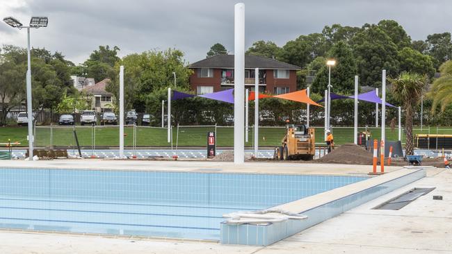 Looking at the Olympic-sized pool and hill in February before the Olympic-sized pool was filled. Picture: Monique Harmer