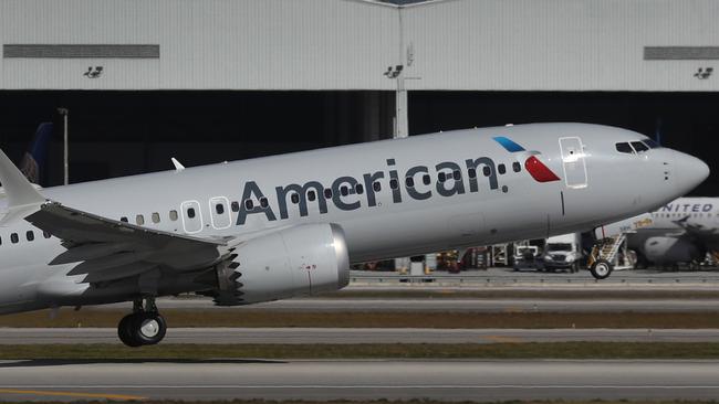 The American Airlines Boeing 737 MAX takes off from Miami. Picture: AFP