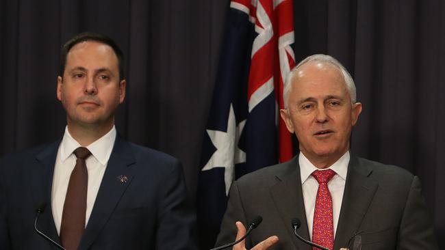 Steven Ciobo and Malcolm Turnbull. Picture Kym Smith