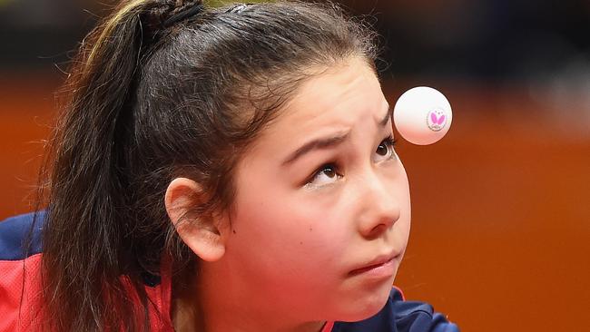 Anna Hursey, 11, is back in action in the table tennis competition. Picture: Getty