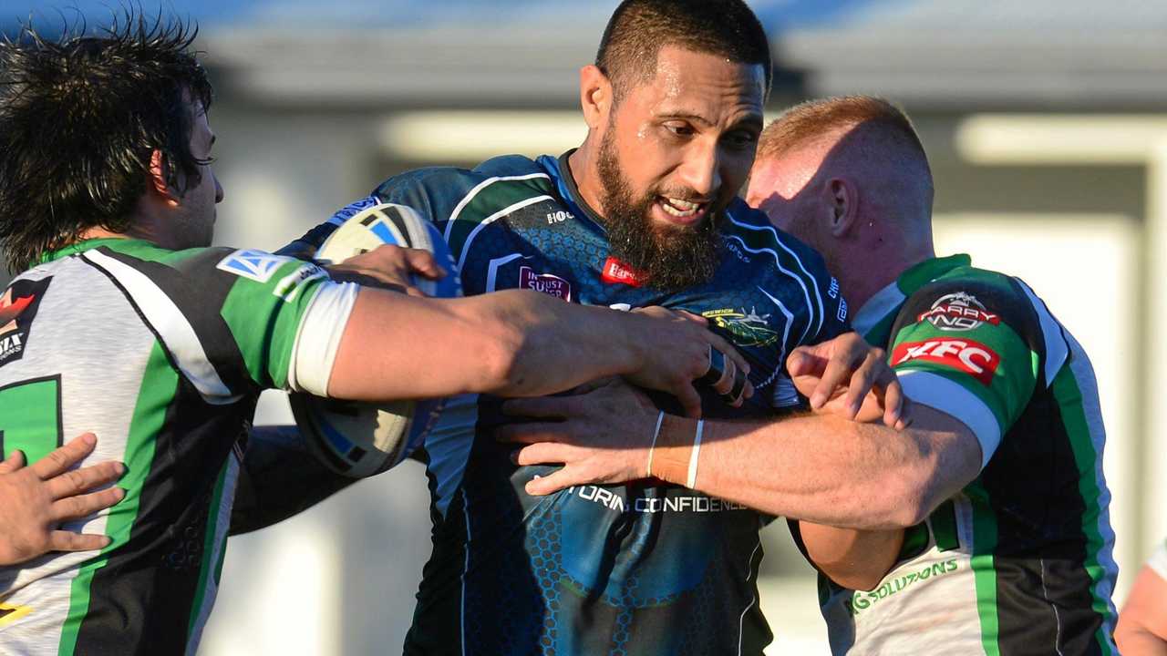 Ipswich Jets' player Tyson Lofipo tries to break the Blackhawks defence in last weekend's loss. Picture: Picture: Evan Morgan