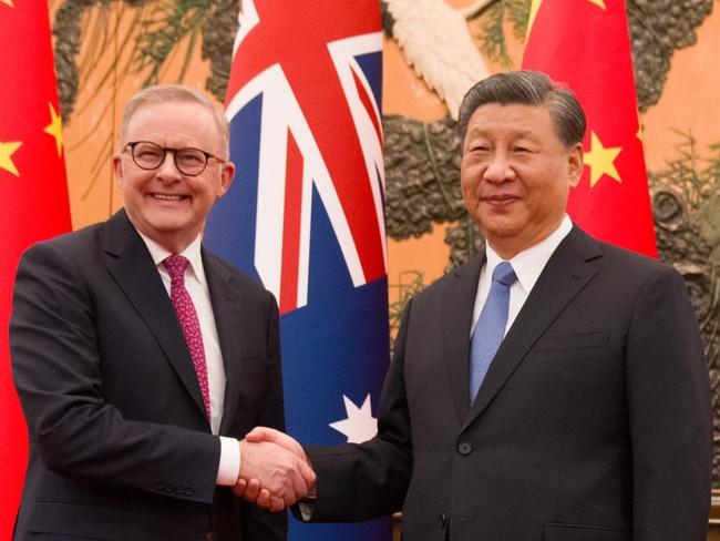 Australia's Prime Minister Anthony Albanese meets with China's President Xi Jinping at the Great Hall of the People in Beijing, China, Monday, November 6, 2023. Picture: Twitter