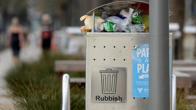 The tax to cover the cost of emptying public bins on shopping strips and parks to be emptied is an unprecedented move. Picture: Andrew Henshaw