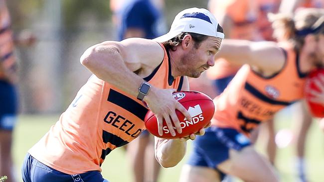 Patrick Dangerfield is under an injury cloud after hurting his knee on Sunday against Essendon. Picture: Tim Carrafa. 