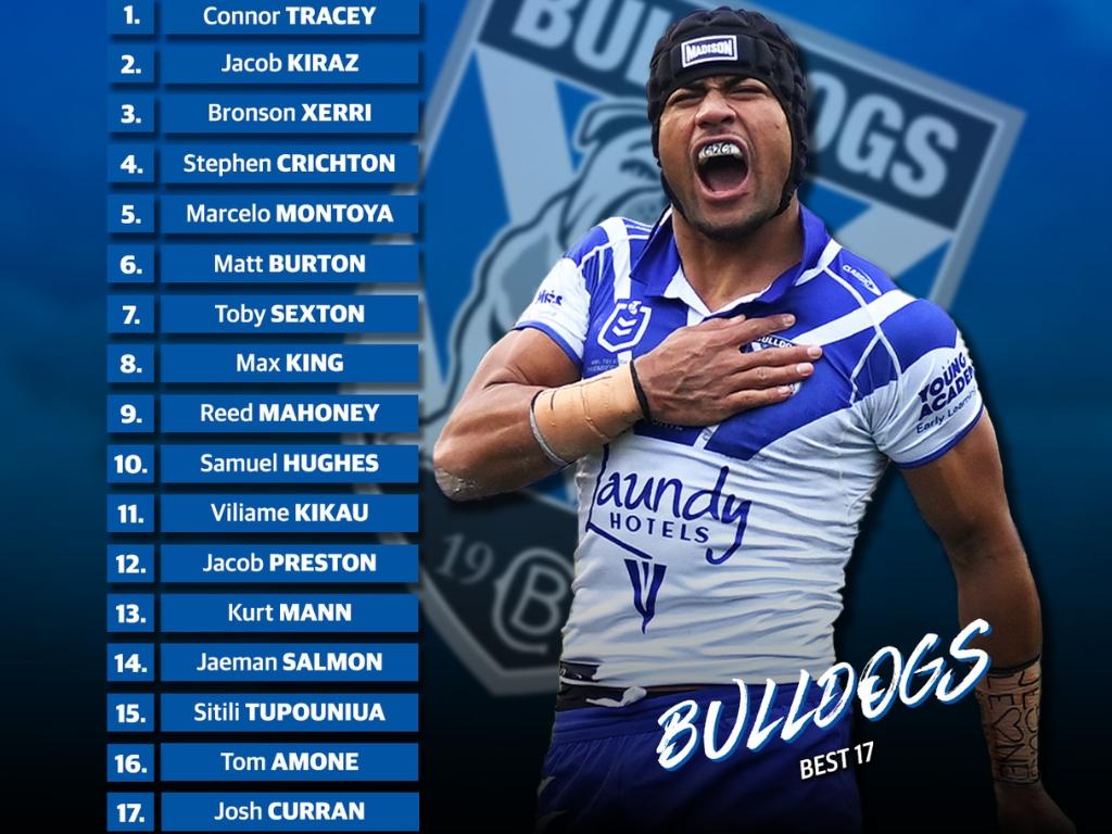 Canterbury Bulldogs best 17 for 2025.