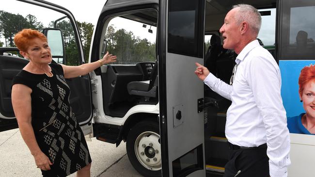 One Nation leader Pauline Hanson with state leader Steve Dickson yesterday. Picture: Dave Hunt/AAP