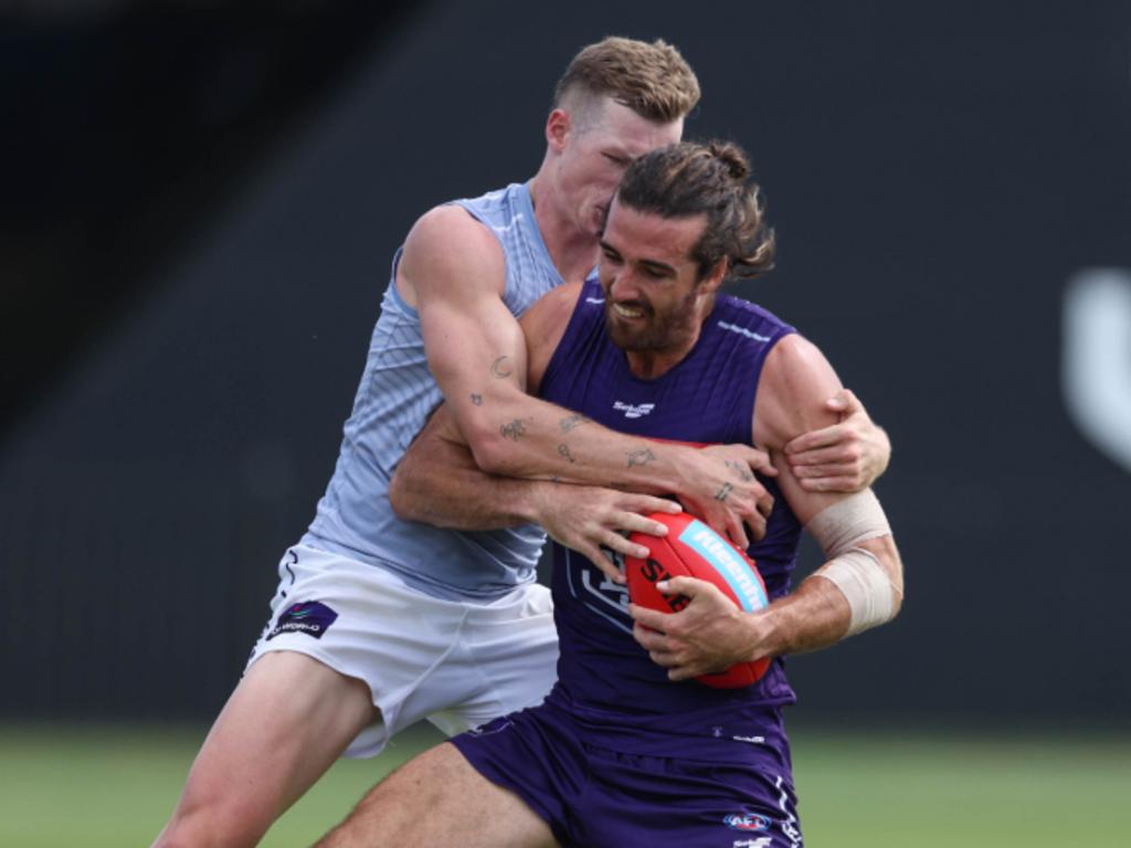 Alex Pearce hurt his ankle again Picture: Fremantle FC