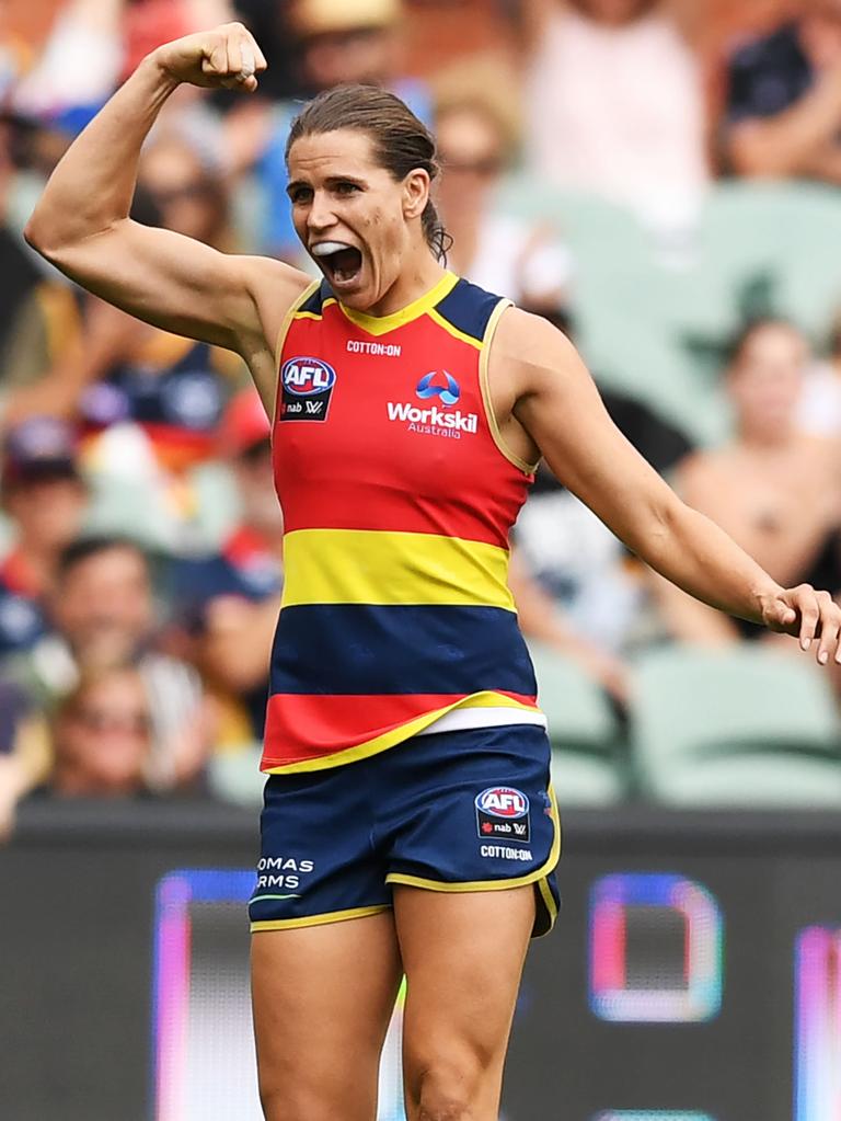 Crows All-Australian captain Chelsea Randall during the 2019 AFLW prelim at Adelaide Oval. Picture: Getty Images