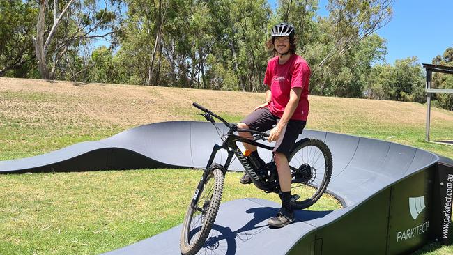 Henry Wright tests out the new pump track. Picture: Morgan Dyer.