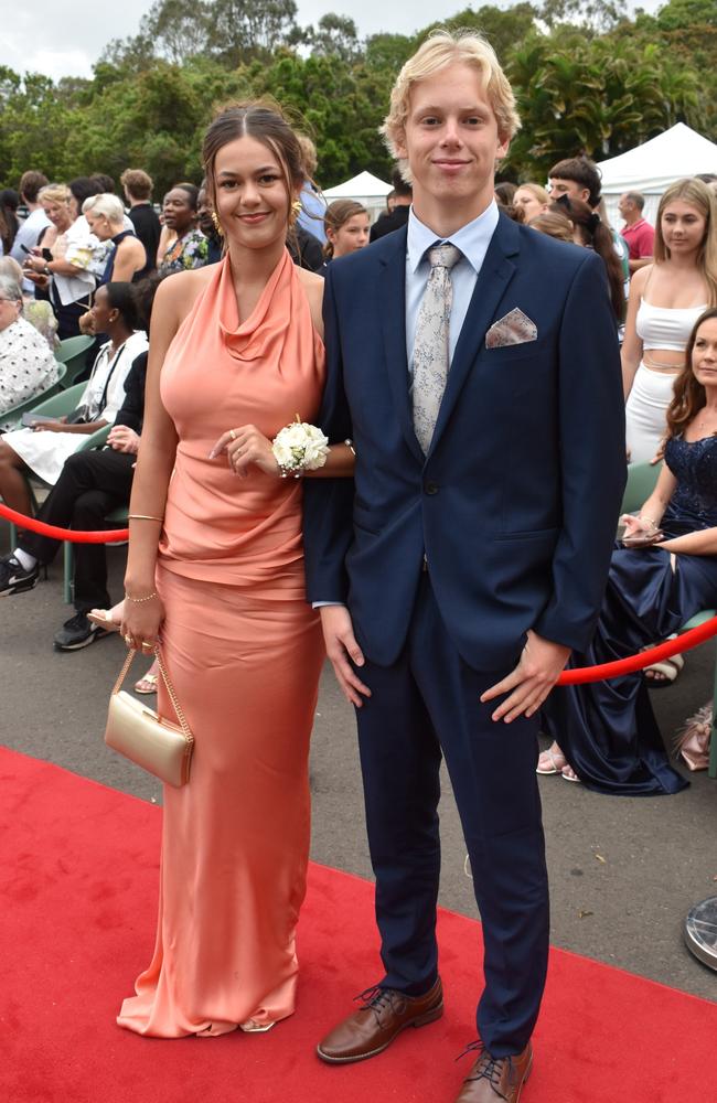 Charlise Bell and Charlie Garland at the Pacific Lutheran College Formal held at the Sunshine Coast Turf Club on November 15, 2024. Picture: Sam Turner