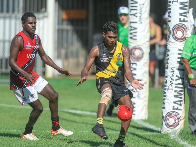 Phoenix Joe Pool cemented himself as a star on the rise for Nightcliff against Tiwi. Picture: Glenn Campbell