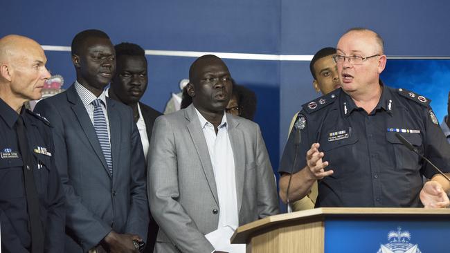 Police press conference with Chief Commissioner Graham Ashton and African community leaders in Melbourne. Picture: AAP