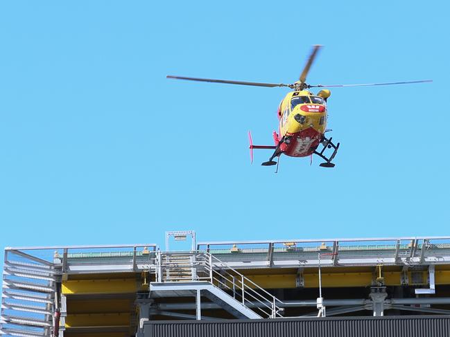 The Westpac Rescue Helicopter arriving at the Royal Hobart Hospital.Picture: Linda Higginson