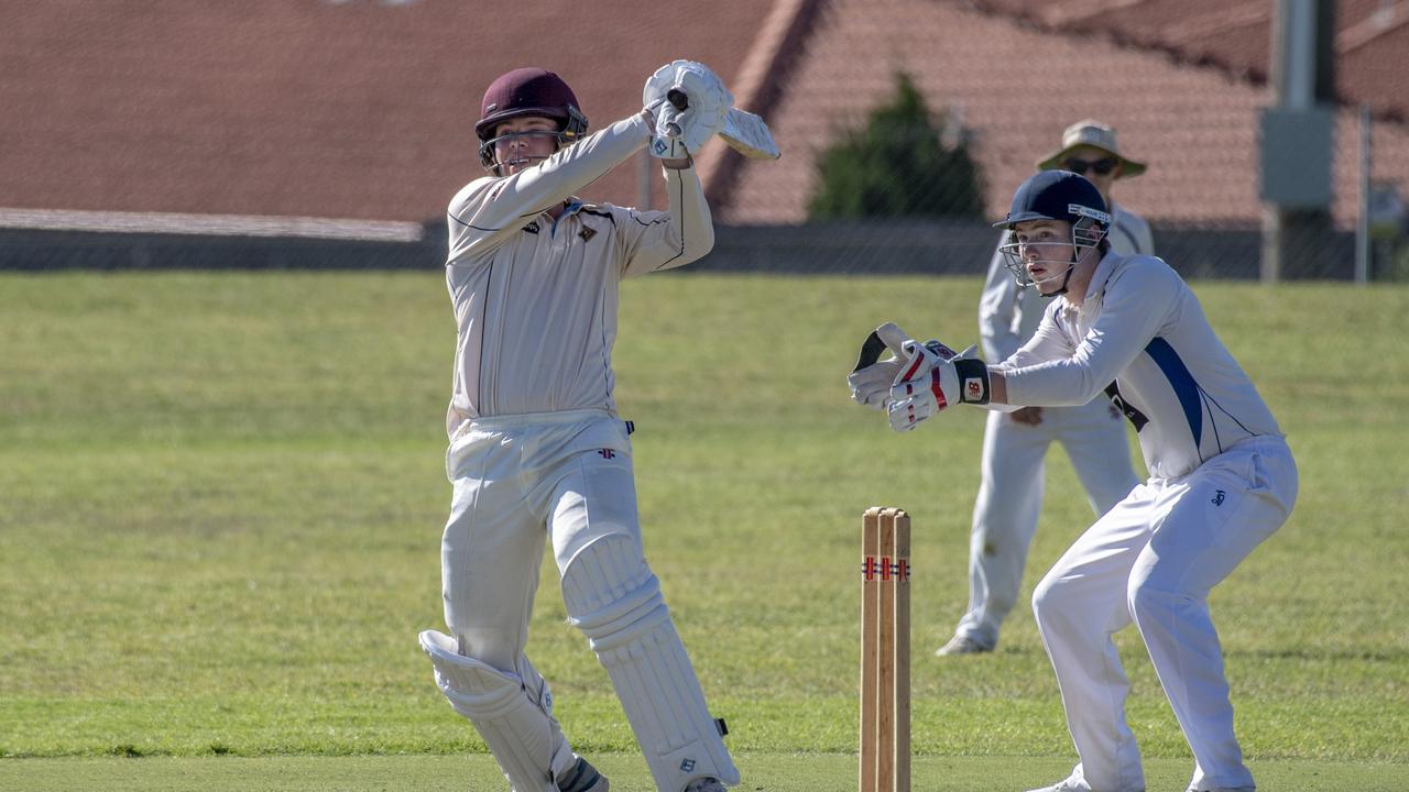 Sam Neale hits a six for Wests.