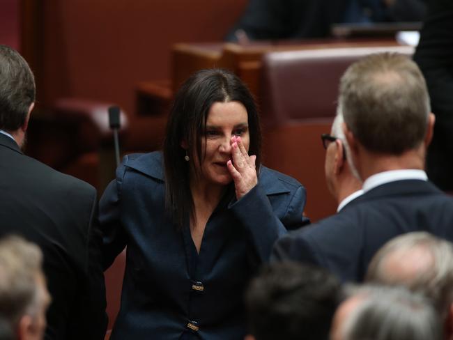 Jacqui Lambie says goodbye to her former Senate colleagues. Picture Gary Ramage