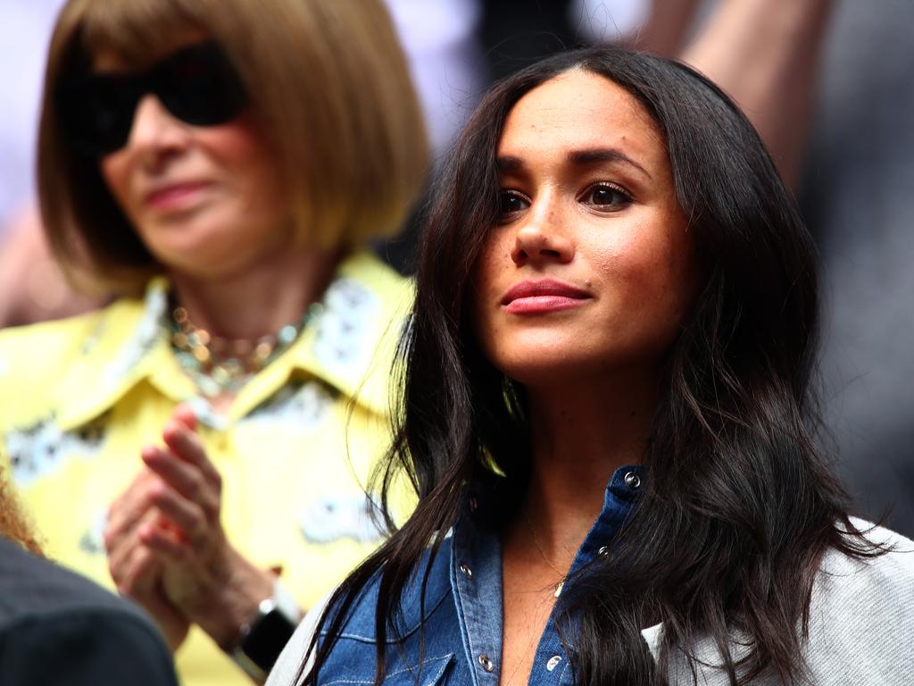 The Duchess of Sussex sits in front of Anna Wintour at the US Open final. Picture: Getty