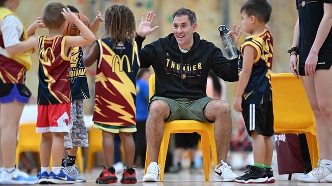 Federal treasurer Jim Chalmers watching his son Jack play basketball on Sunday. Picture: Lyndon Mechielsen