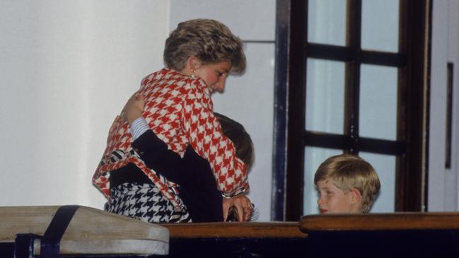 The Princess of Wales greeting Prince William and Prince Harry in 1991. Picture: Jayne Fincher/Princess Diana Archive/Getty Images