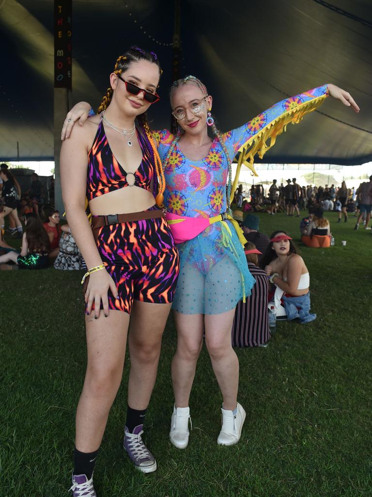 Colourful is the goal for many and these girls knocked it out of the park... Townsville Groovin the Moo. Chelsea O’Brien and Samantha McGair. Picture: Evan Morgan