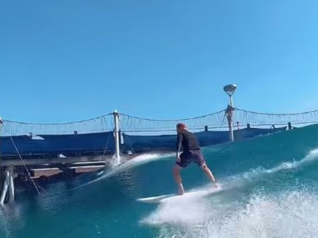 Prince Harry was pictured surfing at Kelly Slater's California ranch. Picture: Instagram