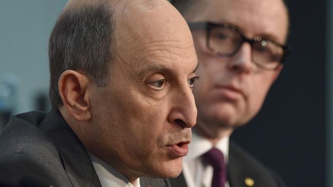 Qatar Airways chief executive Akbar Al Baker and Qantas Group CEO Alan Joyce in 2018. The pair have butted heads over Qatar’s application for increased bilateral air rights. Picture: Peter Parks/AFP