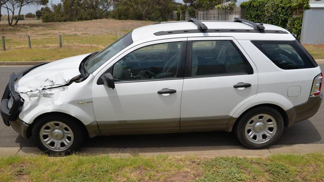 The damaged Ford Territory involved in the fatal crash.