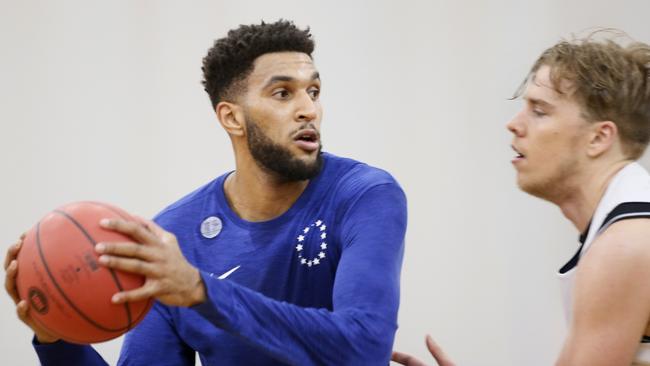 76ers draftee Jonah Bolden trains with NBL champions Melbourne United. Picture Yuri Kouzmin